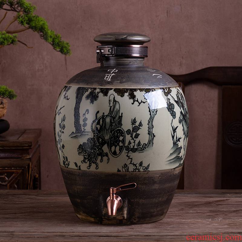 Jingdezhen ceramic bottle aged wine jar 10 jins 20 jins 30 jins 50 kg to household sealed bottle it