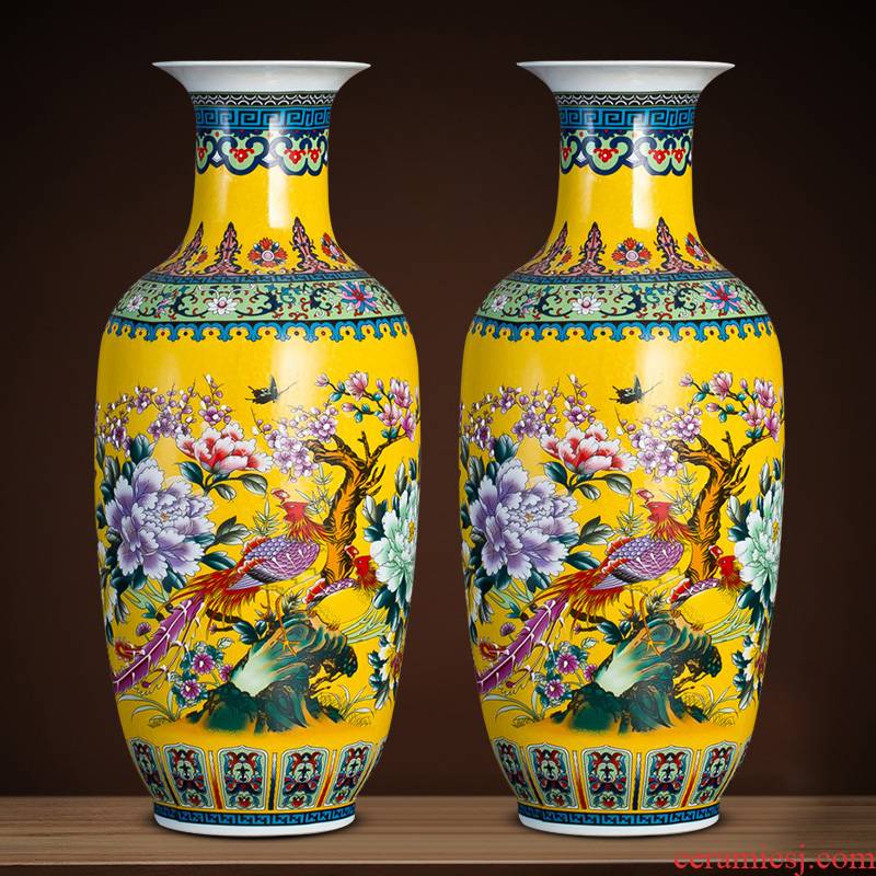 Jingdezhen ceramics vase landing large modern Chinese flower arranging sitting room European TV ark place ornament