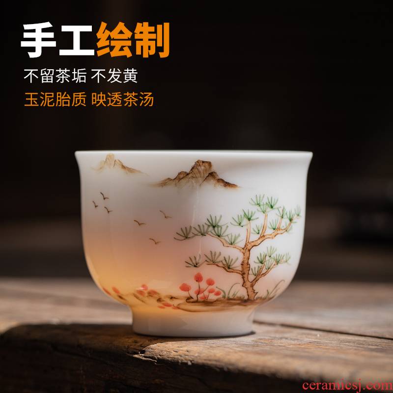 Jingdezhen hand - made master cup single sample tea cup a cup of tea light sweet white porcelain ceramic cups manual kung fu personal single CPU