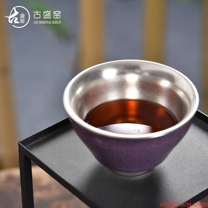 Ancient sheng up new gift boxes silver ceramic coppering. As silver sample tea cup single CPU master cup brother your up up with pa silver cup