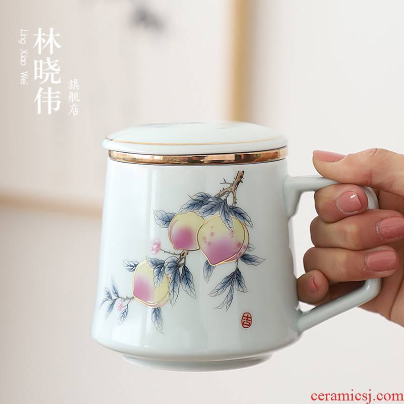 White porcelain tea cups separation ceramic keller large capacity with cover Chinese style lovers a pair of glasses to customize logo