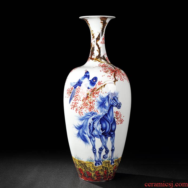 Animals and jingdezhen blue and white color bucket hand - made vases of flowers and birds hei vase is placed immediately
