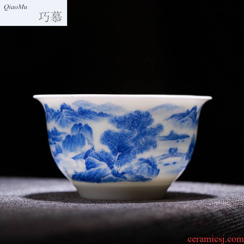 Qiao mu manual pressure billet hand cup jingdezhen glaze color hand - made porcelain under heavy industry jingshan masters cup single cups of water