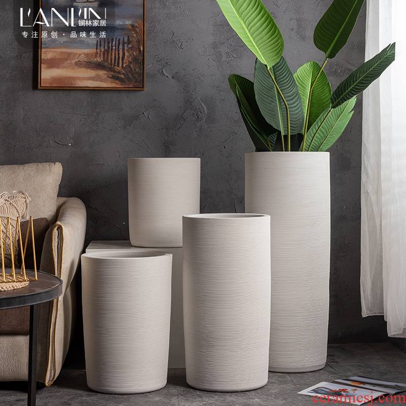 Nordic contracted creative flower pot large clearance of pottery and porcelain household flower arrangement sitting room adornment is placed white ground vase