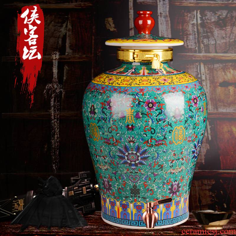 Archaize ceramic jars 20 jins with big leading wine jar it liquor bottles of porcelain altar wine bottle of seal pot chivalrous man