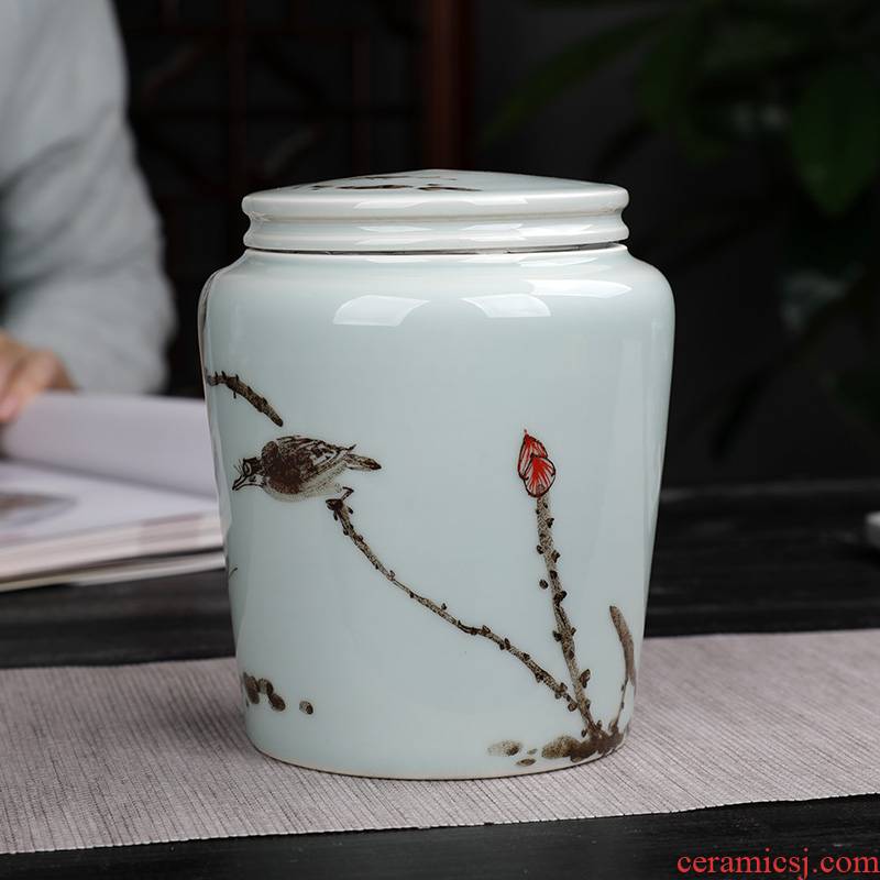 Hand - made shadow blue glaze painting of flowers and tea pot creative move fashion ceramic seal POTS with moisture storage tank