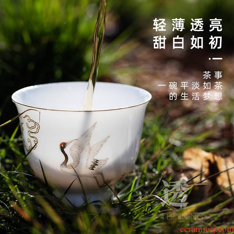 The Master cup sample tea cup hand - made James t. c. na was published pure manual thin body white porcelain tea sets kung fu tea into a cup