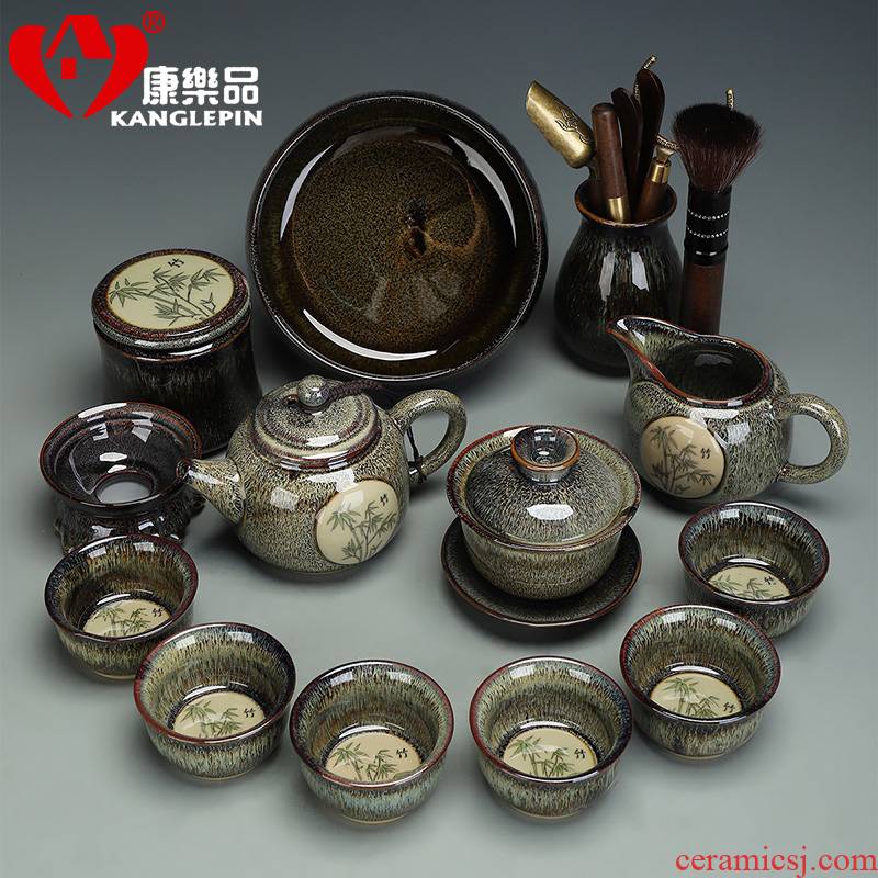 Recreational products built light tea set domestic high - grade red glaze, by patterns ceramic cups 11 into the kung fu tea set