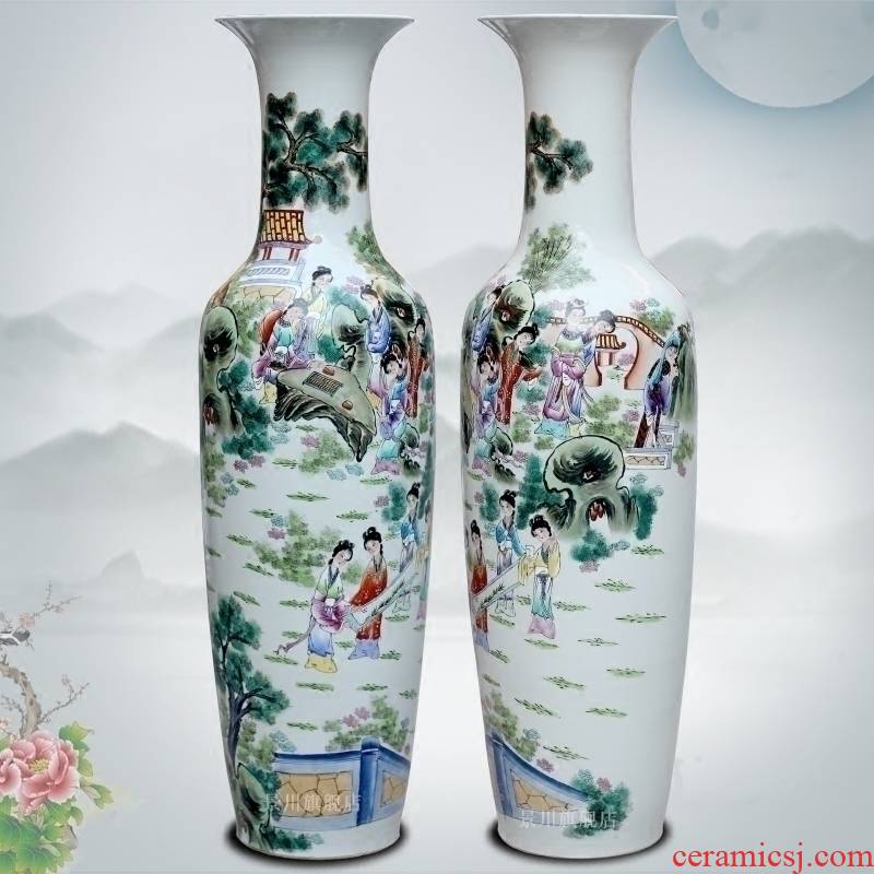 Jingdezhen household living room hand - made famille rose had large vases, beauty character ceramics furnishing articles