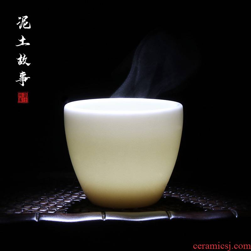 DE jade jade, jade white ceramic kung fu tea cups sample tea cup single CPU porcelain ceramic cups tea cup by hand