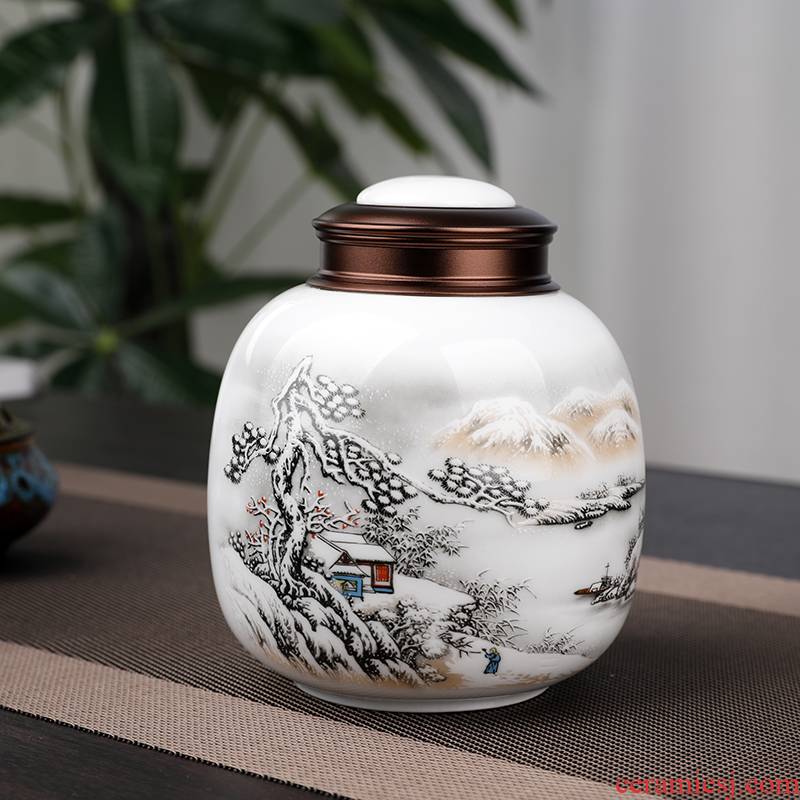125 grams of maojian tea ceramic tea pot seal moisture storage maofeng tea POTS jingdezhen porcelain tea boxes