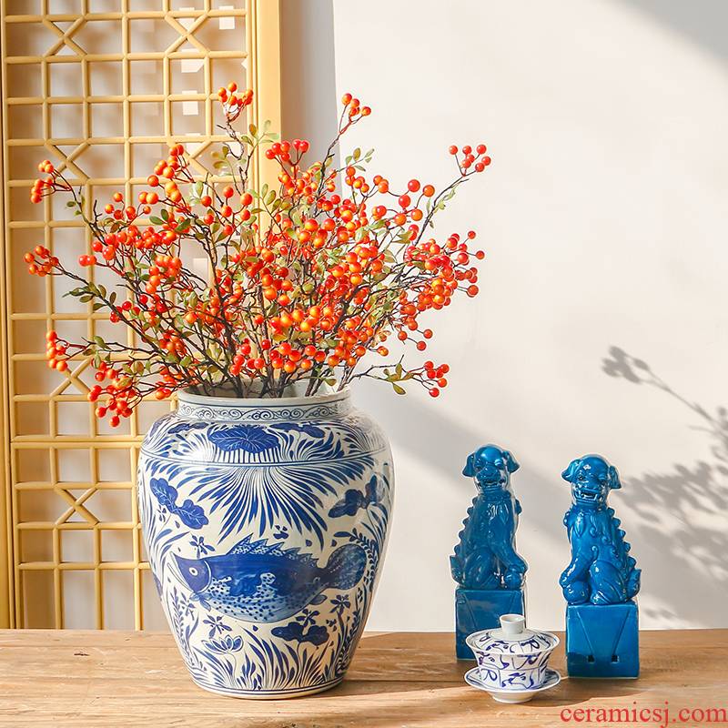 Jingdezhen antique Chinese style living room a study between example hand - made ceramic mackerel algae big home decoration vase