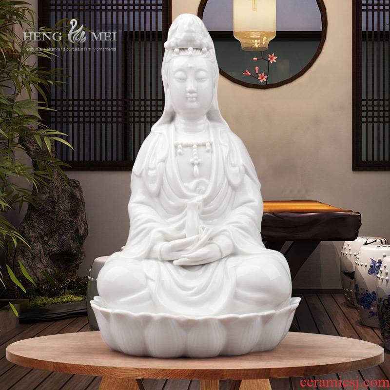 New guanyin bodhisattva Buddhism appliances white ceramic furnishing articles of Buddha enshrined lotus TuoPing to worship goddess of mercy