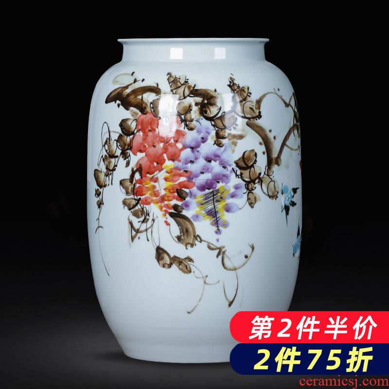 Jingdezhen porcelain ceramic up hand - made vases furnishing articles of new Chinese style household living room TV cabinet decoration decoration