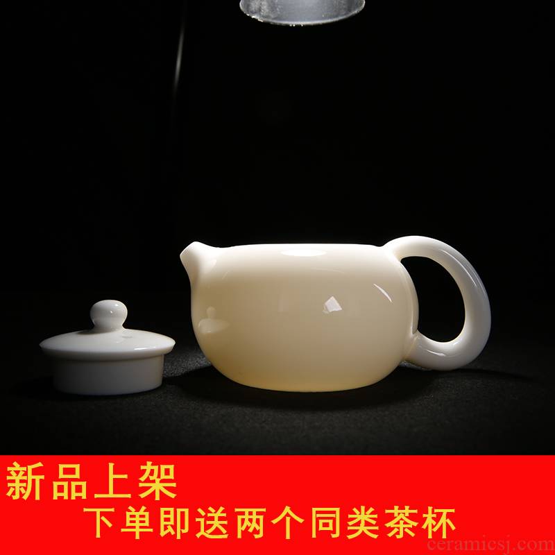Dehua suet jade white porcelain tea pot pot of pure manual xi shi pot home of kung fu tea, green tea, black tea tea