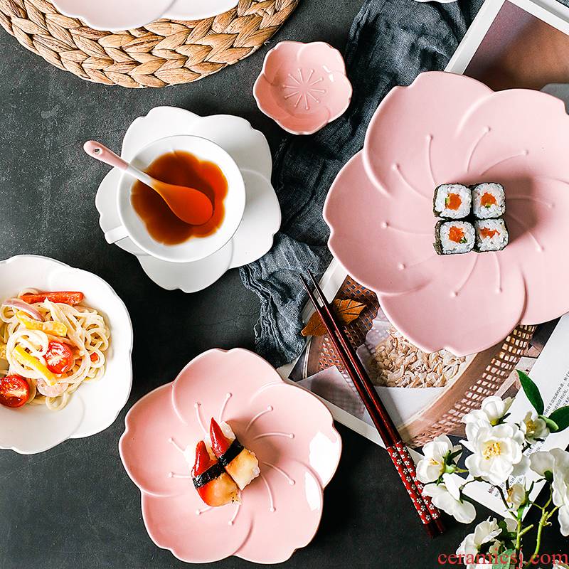 Japanese cherry blossom put ceramic dish dish creative bowl dish breakfast plate tableware suit dish fruit snack plate coffee cup