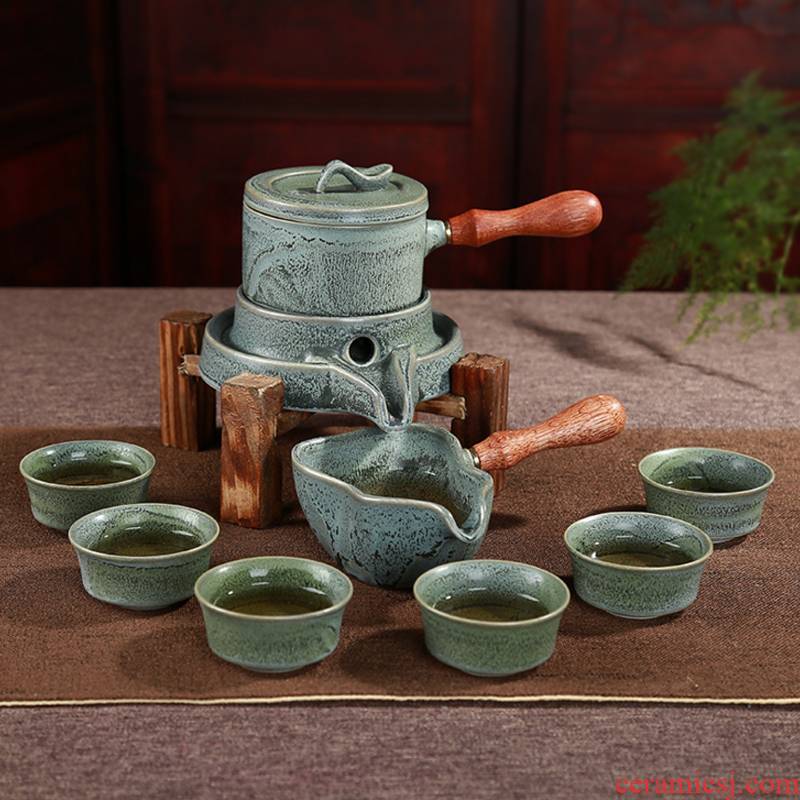 Stone mill automatic tea set high - grade ceramic up kung fu tea set to restore ancient ways to revolve tea gift box