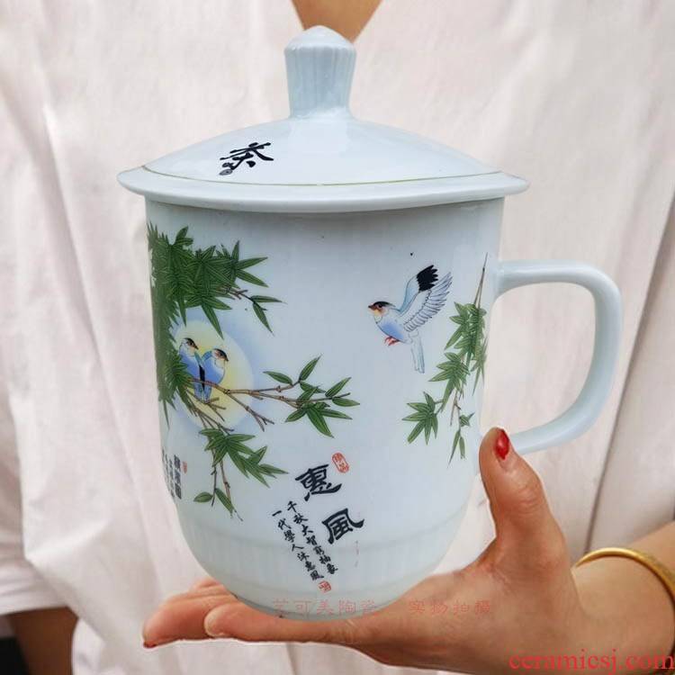 Oversized jingdezhen ceramic porcelain teacup large capacity of 1800 ml with cover longfeng cup water