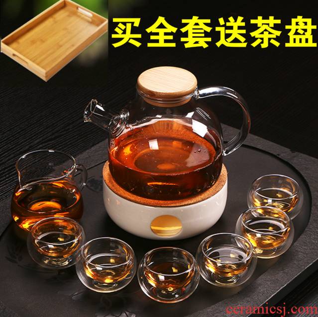 European rural fruit tea glass tea tea boiled the teapot teacup set ceramic based heating base
