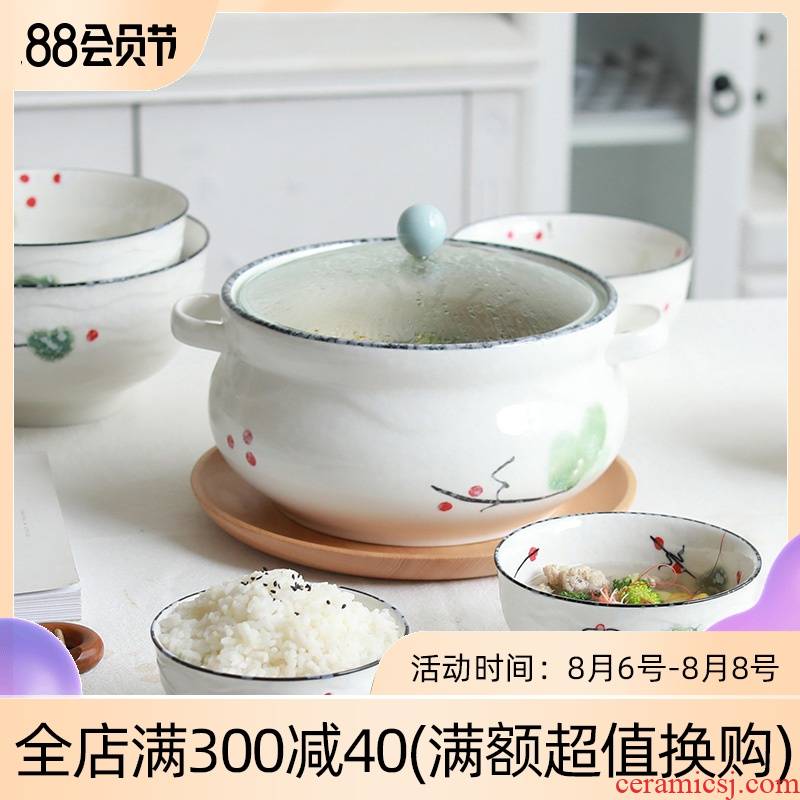 Home to eat bread and butter of jingdezhen ceramic rainbow such use large bowl soup bowl creative contracted Japanese under the glaze color tableware