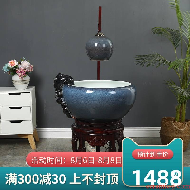 Jingdezhen ceramic aquarium tank circulation water filters turtle sitting room home a goldfish bowl and oxygen cylinder