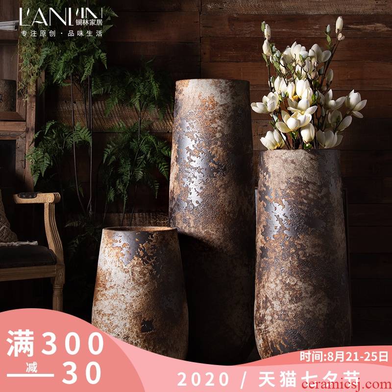 New Chinese style restoring ancient ways furnishing articles vases, ceramic flower arranging large sitting room dry flower art zen coarse pottery of large POTS