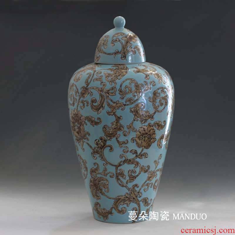 Jingdezhen classical European ceramic vase vase continental curve pattern lid new decorative vase