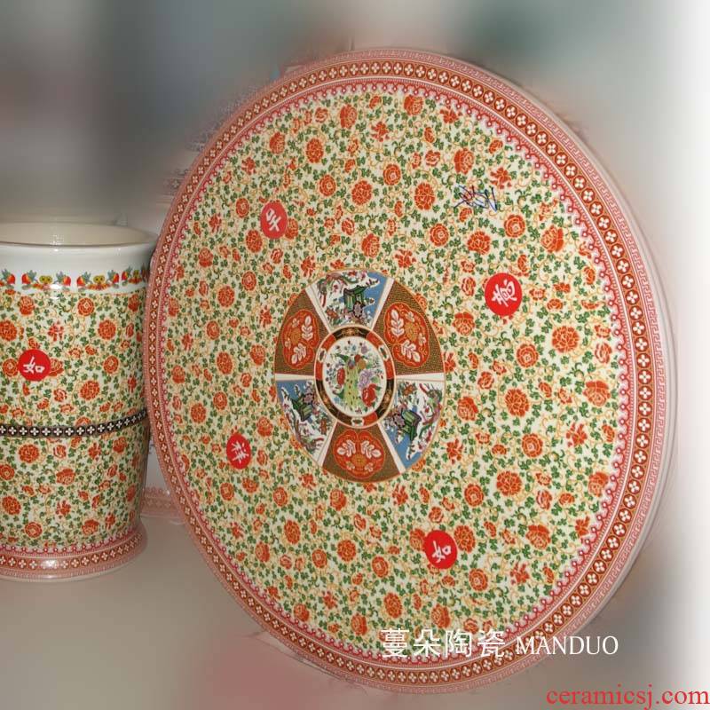 Jingdezhen traditional famille rose auspicious ceramic table set porcelain museum culture exhibition center of the table