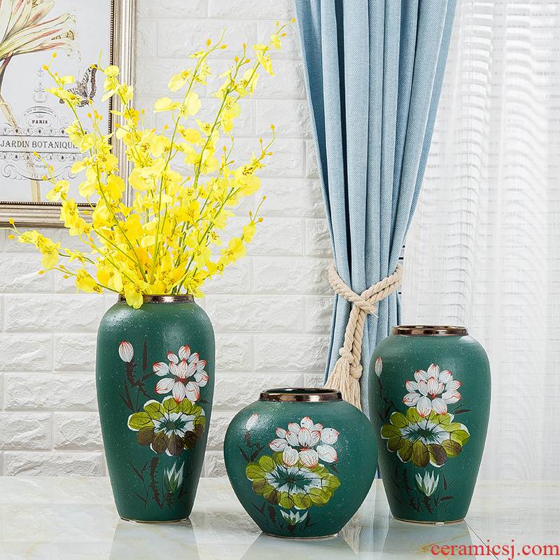 Jingdezhen ceramic vase hand - made painting of flowers and dried flowers, flower arrangement sitting room porch decorate household furnishing articles of Chinese style restoring ancient ways
