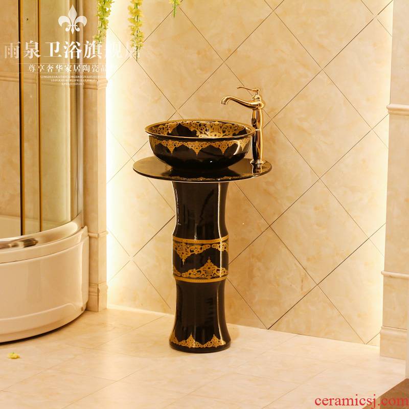 Jingdezhen art lavatory basin sink the post column basin conjoined one - piece the lavatory basin ceramics