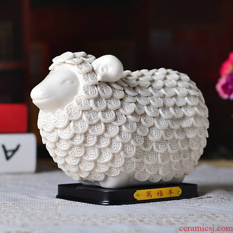 Study of I and contracted sitting room lucky sheep, lovely home decoration Wan Fuyang furnishing articles ceramics handicraft