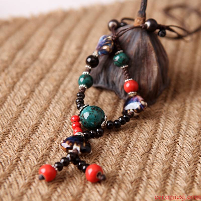 QingGe jingdezhen ceramic necklace sweater chain long qiu dong female ethnic wind restoring ancient ways is a simple fashion street source