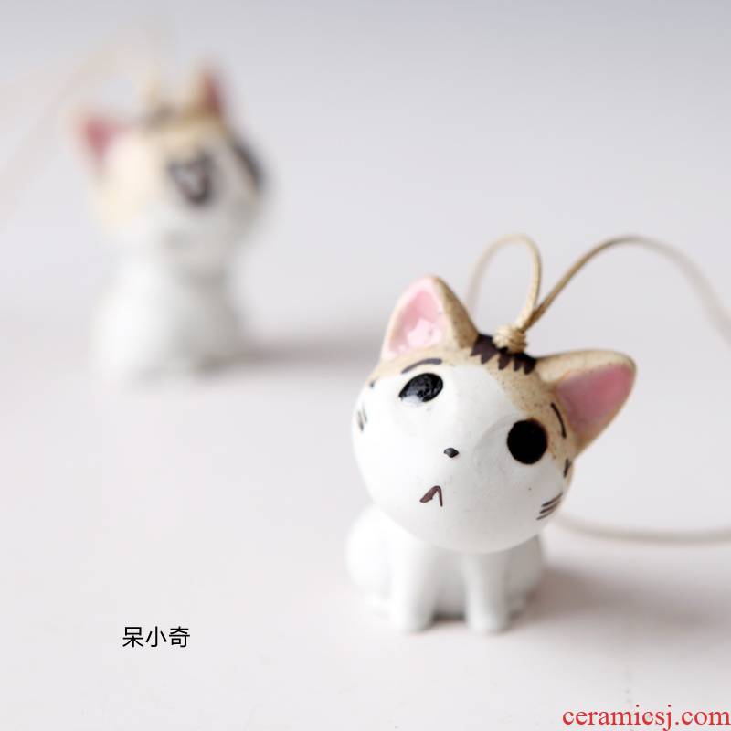 QingGe porcelain decoration craft ceramic lovely kitten packet hung ceramic package accessories pendant jewelry market. I sources