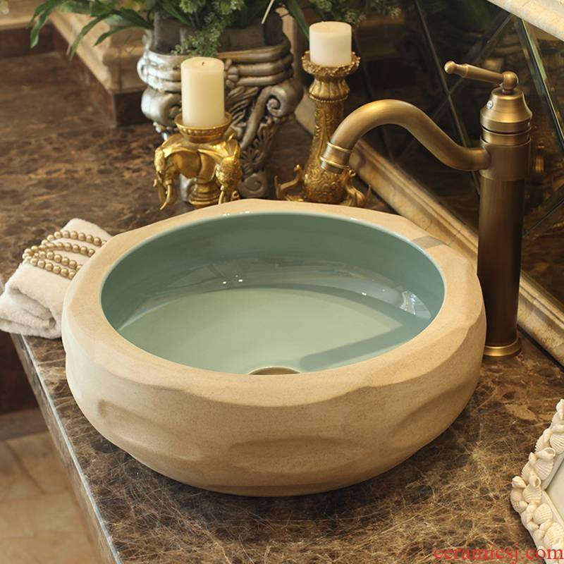 Jingdezhen ceramics by hand on the basin of art basin bathroom sinks upset the pool that wash a face carved the basin that wash a face