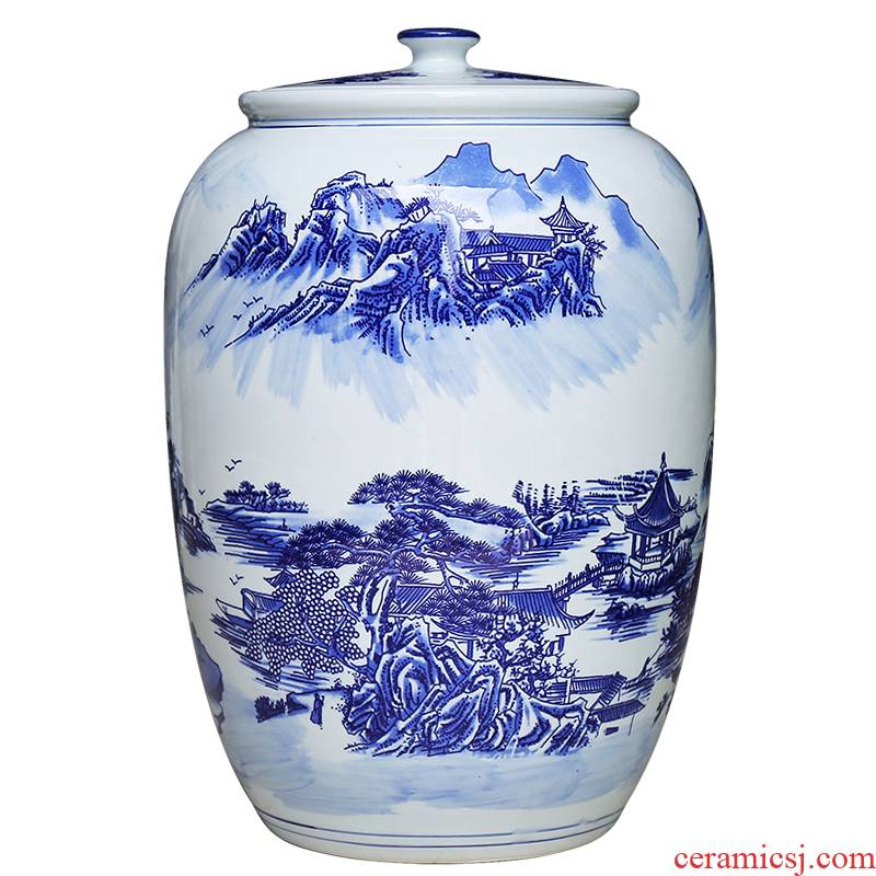 Jingdezhen ceramics large blue and white seal pot candy jar household act the role ofing is tasted furnishing articles storage tank barrel sitting room