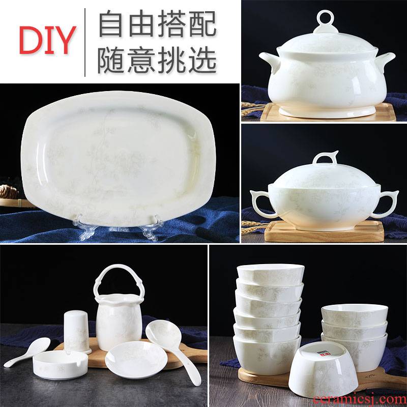 Jingdezhen home dishes suit Chinese express to use ipads porcelain tableware individual contracted combination noodles in soup dishes