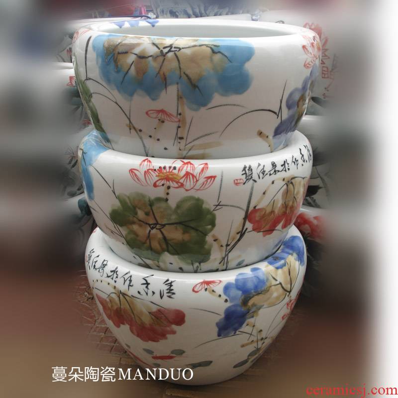 Jingdezhen hand - made porcelain up lotus flower art porcelain crock prevent bask in frost porcelain cylinder