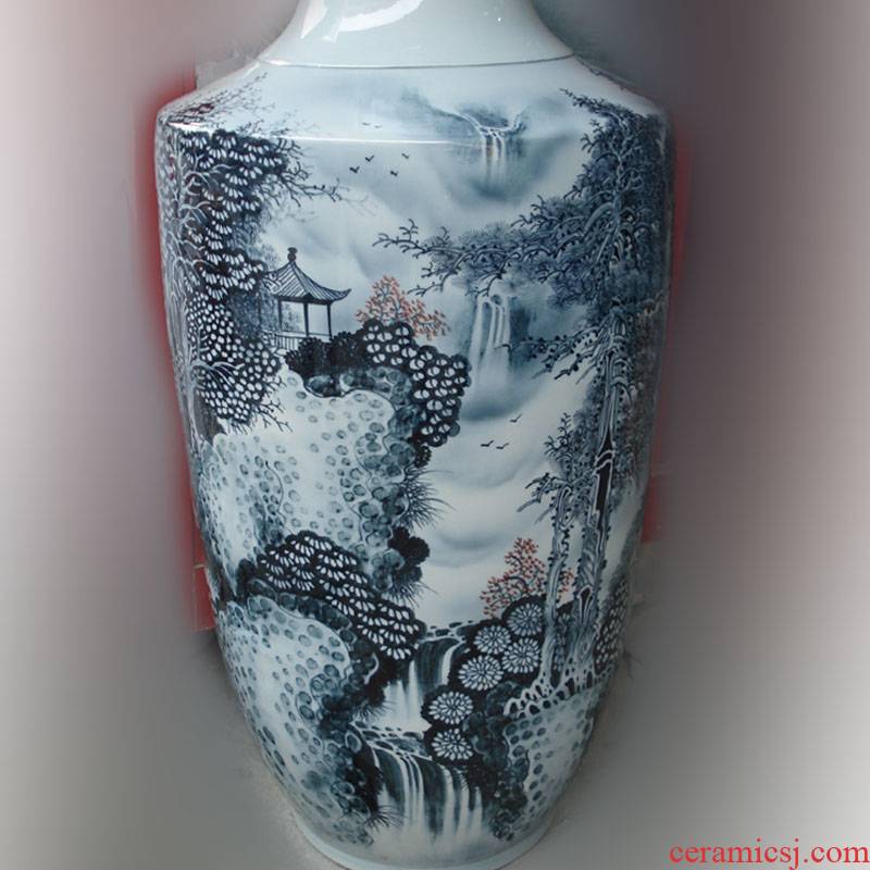 Jingdezhen hand - made color ink landscape high porcelain vase, 100-110 home decorative furnishings appreciate the vase