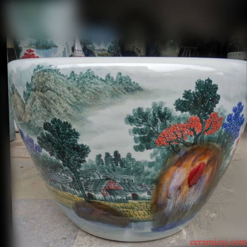 Jingdezhen blue and white porcelain hand - made porcelain VAT key-2 luxury furnishings big study fine ceramic cylinder cylinder