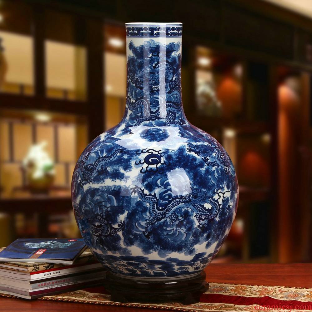 Jingdezhen ceramics high - grade hand - made tenglong universal celestial vase Chinese style classical decoration home crafts