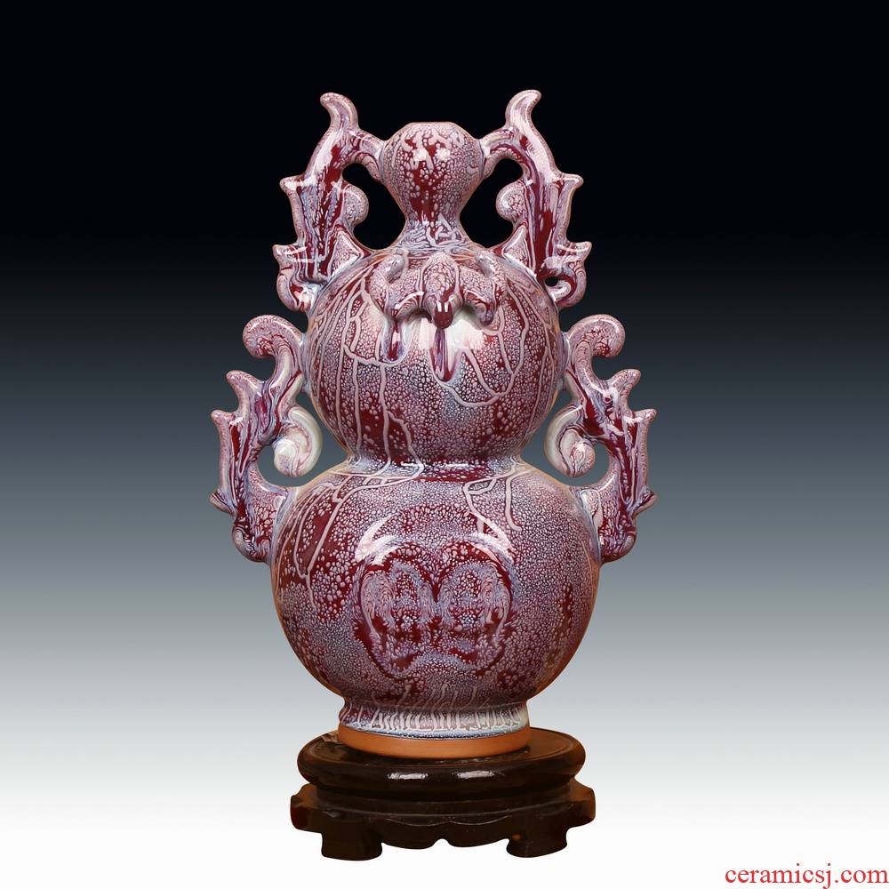 Jingdezhen ceramic vase archaize of jun porcelain up change flower glaze earthworm clay grain bat wing gourd vases