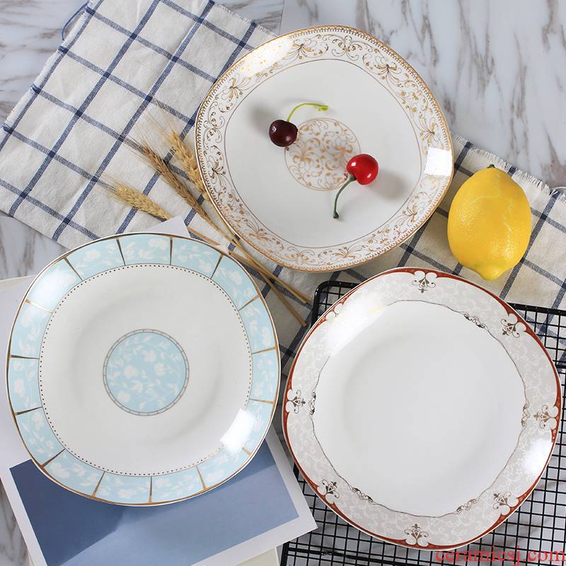 Jingdezhen ceramic household round food dish creative ipads porcelain dumpling dish single soup plate plate microwave tableware