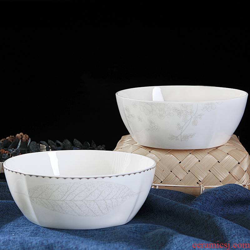 Jingdezhen ceramic dishes and rice bowls of household square Chinese tableware prevent hot to eat noodles bowl noodles in soup bowl contracted