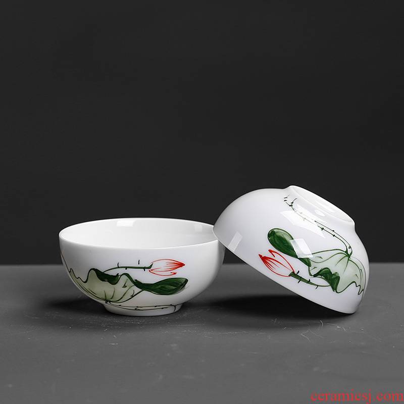 Household ceramic tea set kung fu tea cup single CPU single celadon hand - made master carp fish fish only a cup of tea cups of move