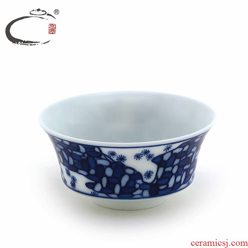 Beijing DE jingdezhen up sample tea cup, hand draw blue and white porcelain sample tea cup and auspicious manual kung fu tea bowl