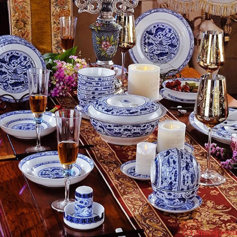 Red xin jingdezhen archaize Ming xuande mackerel algal grain harmony ceramics tableware suit porcelain suit