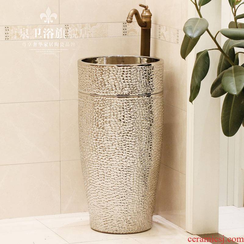 Jingdezhen ceramic art basin pillar basin one - piece lavabo lavatory basin column basin suit