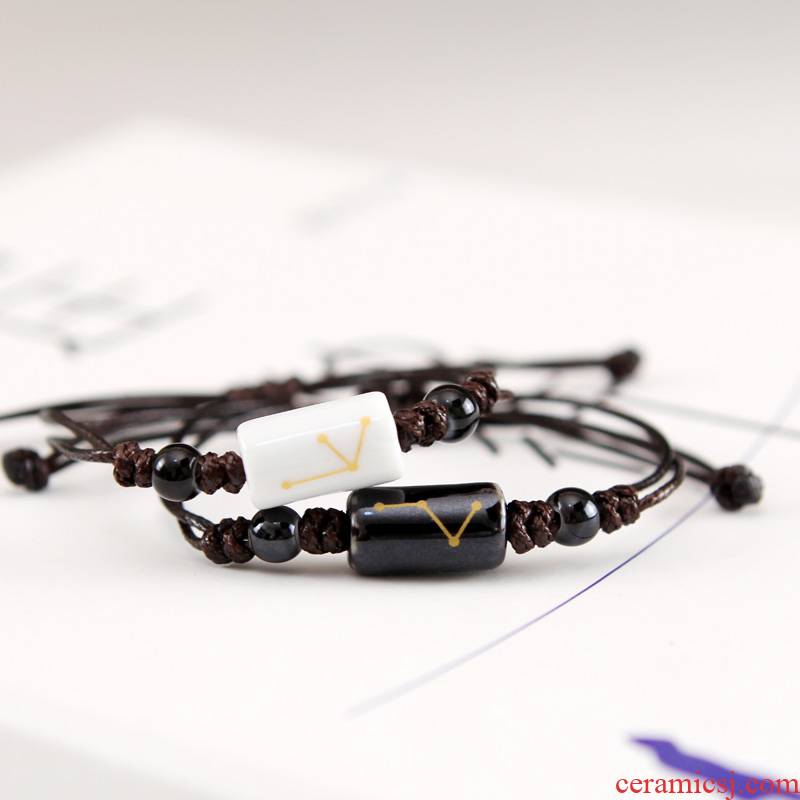QingGe what hand - made the zodiac small and pure and fresh art van checking ceramic lovers bracelet fashion street source