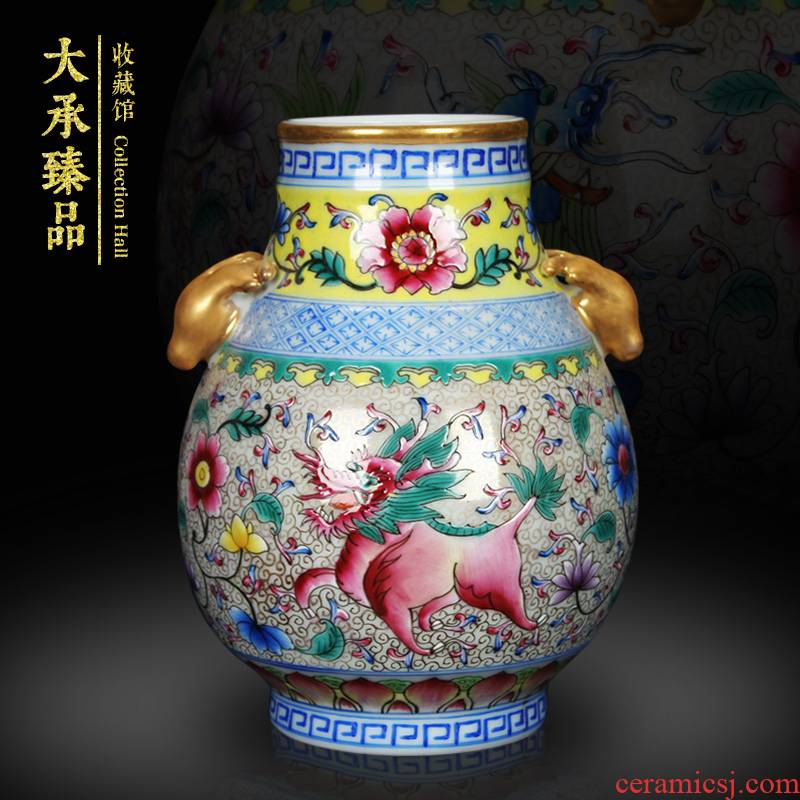 Jingdezhen ceramics colored enamel vase as rare as gold ears deer head statute of classical Chinese style home furnishing articles