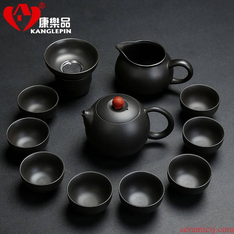 Recreational product yixing purple sand kung fu tea set domestic ore black mud tureen tea cup contracted a whole set of the teapot